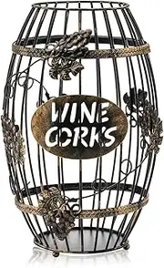 Wine Cork Holder, Barrel-Shaped Metal Wine Cork Holder with Large Capacity, Decorative Vino Cork Storage Box for Kitchen, Great Gift Idea for Wine Lover