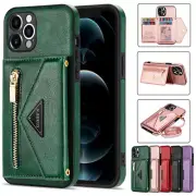 For iPhone 16 15 14 13 12 11 Pro Max XR Plus Case Leather Wallet Card Slot Cover