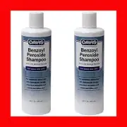 Lot of 2 Davis Benzoyl Peroxide Shampoo 12 oz Seborrhea Acne Demodectic Mange