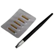 5.47" Eyebrow Tattoo Manual Microblading Pen + 5Pcs 14pin Needle Blade
