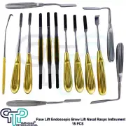 Plastic Surgery Face Lift Endoscopic Brow Lift Nasal Rasps Instrument Box 15 PCS