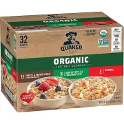 QUAKER Instant Oatmeal, USDA Organic, Non-GMO, 3 Flavor Variety Pack, 32 Count