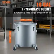 Fryer Grease Bucket 37.8L/10Gal Oil Disposal Caddy with Caster Base Carbon Steel Rust-Proof Coating Oil Transport Container with Lid Lock Clips Filter Bag