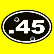 New "'45 CALIBER" gun rights OVAL DECAL bumper sticker handgun 2nd Amendment nra