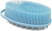 Silicone Body Brush, Exfoliating Body Scrubber, Silicone Body Scrubber Loofah, Silicone Bath Brush, Soft Exfoliating Body Bath Shower Scrubber Brush for Kids and Adults All Kinds of Skin (Blue)