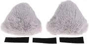 X AUTOHAUX Motorcycle Helmet Accessories Decoration 3D Cat Ears for Motorcycle Bicycle Skiing Helmets Gray Plush Sticker 1 Set