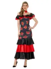 Flamenco Lady Costume Spanish Dancer Latin Spain Senorita Rumba Mexican Dress