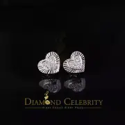 925 White Sterling Silver 1.36ct Cubic Zirconia Heart Women's Stud Earrings