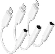 [Apple MFi Certified] Lightning to 3.5 mm Headphone Jack Adapter for iPhone 14 Pro Max, 3 Pack iPhone 3.5mm Headphone Aux Audio Converter Dongle Adapter for iPhone 14 13 12 11 Pro Max XS XR X 8 7