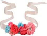 [NIYANGLE] Flower Rhinestone Belt Sash for Brides Maternity Special Occasions Floral Design Lightweight Easy to Store present for Loved Ones