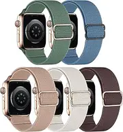 5 Pack Nylon Watch Bands for Apple Watch,T Tersely Stretchy Solo Loop Bands for Apple Watch Band 38/40/41/42/44/45/46/49mm for Women Men,Nylon Elastic Braided Strap for iWatch Ultra 2,Series 10/9/8/7/6/5/4/3/2/1/SE