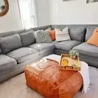 Footstool Boho Unstuffed Square Leather Ottoman Moroccan Genuine Pouffe