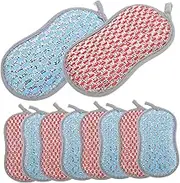 PLAFOPE 10Pcs Convenient Cleaning Sponge Dual Sided Compact Scrub Sponge for Kitchen Dishwashing Versatile for Pans Bowls and Tools Quick Drying and Durable