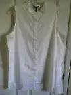 SZ L Eileen Fisher White Mandarin Collar Lawn Shirt Top NWT