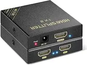 HDMI Splitter 1 in 2 Out - HBAVLINK 2 Way HDMI Splitter V1.4 Distributor Amplifier Switch 1 Signal to 2 Monitors 98 feet Long Distance Support HDCP 3D HDR 4K 30Hz