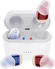 Rechargeable Hearing Aids for Senior & Adults, Mini Sound Amplifier to Aid Hearing of Elderly, Invisible ITC Hearing Enhancer with Noise Cancelling, Pair