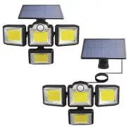 Garden Wall Security Lamp Motion Sensor 4 Head 192 LED Solar Lights Street Light