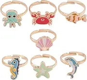 [Beavorty] 7Pcs Cute Cartoon Finger for Adorable Decoration Colors Stackable Rings Fashion Jewelry
