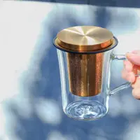 在飛比找ETMall東森購物網優惠-臺灣宜龍茶具璀璨濾茶杯馬克杯耐熱玻璃加厚家用辦公帶內膽過濾壺