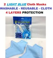 2 Unisex Adult pastel BABY BLUE Face Masks REUSABLE WASHABLE ADJUSTABLE Masks