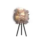 21 Soft Gray Feather Shade Modern Tripod Metal Table Lamp