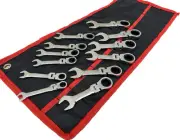 12pcs Combination End 72 Ratchet Teeth Stubby Wrench Set Metric 8-19mm 180° flex