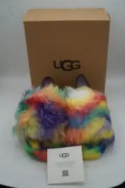 UGG FLUFF YEAH PRIDE RAINBOW SLIDE SLIPPERS NEW W/ BOX SIZE 6