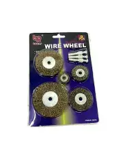 5PC BRASS WIRE WHEEL BRUSH 1" 1/2" 2-1/2"& 3" 3SHANK S 1/4" X 1-1/2"SET DRILL