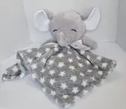 Heavenly Sent Gray Elephant Oversized Baby Security Blanket Plush Lovey 30x30