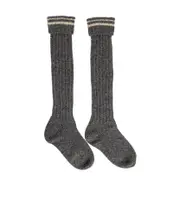 Rib knitted wool socks M Black