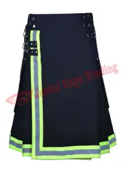 Men's Handmade Hi Vis Reflector Firefighter Utility Kilt Working Hybrid Kilt