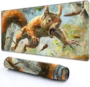 RMJKXQZG for MTG Playmat 24" x 14" with High Elastic Rubber Base Non-Slip Rubber Sole HD Printing for MTG Mat Magic Mat Card Playmat Magic Playmat Gaming Mouse Pad, A Squirrel Jumping in The Air
