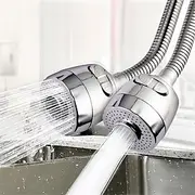 Kitchen Sink Tap Faucet Extension 18cm 2 Mode Sprayer, 360 Degree Rotatable Anti-Splash Extender with Hose Spray Head Swivel Aerator Foam Rain Mode for 22-24m