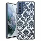 For Samsung Galaxy S20 S21 S23 S24 FE 5g TPU Case+Glass(White Damask)