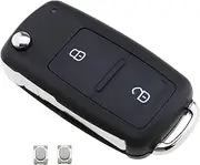 Micro Traders 2 Button Car Folding Key Fob Case Replacement Housing Shell Smart Remote Compatible with VW Amarok 2012-2020 Transporter 2011-2019 Switch SWC5