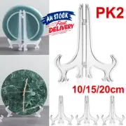 2Pcs Clear Plastic Easels Display Stands Plate Stands Display Photos Holder AU