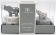 Elegant Baby Ceramic Elephant Tooth & Curl Set Grey/white Keepsake Boxes HTF New