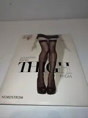 Nordstrom Thigh High Diamond Band Thigh Highs Stockings Size Plus Medium Beige