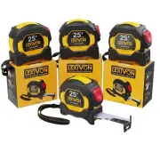 TAPE MEASURE AutoLock Dual Sided Rule Print Ft Inch Fractions Metric 4ct LEXIVON