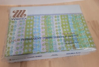 Vintage Martex Luxor Percale Double Flat & Fitted Sheet NOS Candy Box