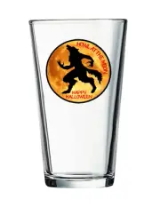 Halloween - Howl At The Moon - 16 oz Pint Beer Glass Seltzer Cocktail Barware