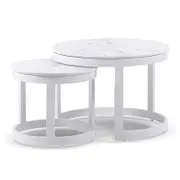 Hugo Outdoor Round Ceramic and Aluminium Coffee Table Set White