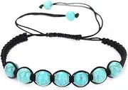[IBOWZ] Crystal Bracelet Bead Bracelets Charm Bracelets for Womens, 7 Chakra Natural Stone Beads Malachite Adjustable Braided Bangle Jewelry Light Blue Bracelets Yoga Energy Pray Charm Diffuser Gift
