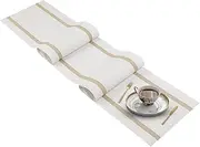 FAVE Woven Vinyl Table Runner White Table Runner Woven with Golden Threads 72x12 in Heat Resistant Table Runner Wipeable Waterproof Dining Table Runner(Table Runner-White)