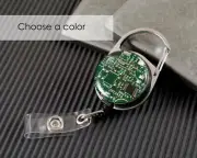 RECYCLED CIRCUIT BOARD Badge Reel Holder Clip Geek Nerd Work Gift SEVERAL COLORS
