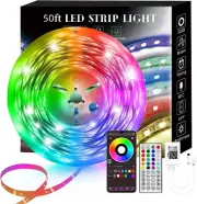 50FT Smart LED Strip Lights, Sync to Music with 40 Key Remote Controller，Lightin