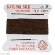 GRIFFIN Carded Silk Beading Cord Size #6 Pick Color