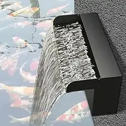 Pond Waterfall Spillway Black Pool Fountain Water Feature,Waterfalls Fountains Kit,Stainless Steel Waterfall Fountain for Indoor/Outdoor Decorative, for Garden Patio Backyard(100CM)