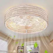 "20" Flush-Mount Ceiling Fan Dimmable-Light Remote 6 Wind Speeds Retro White Cag