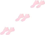 minkissy Moisturizing Socks 3 Pairs Sock Moisture Silicone Gel Foot Proof Beauty Care Tableware Sucker Hard Titanium Ear Pick Booties for Women Skin Protect Soles Spa Pink Moisturizing Women's